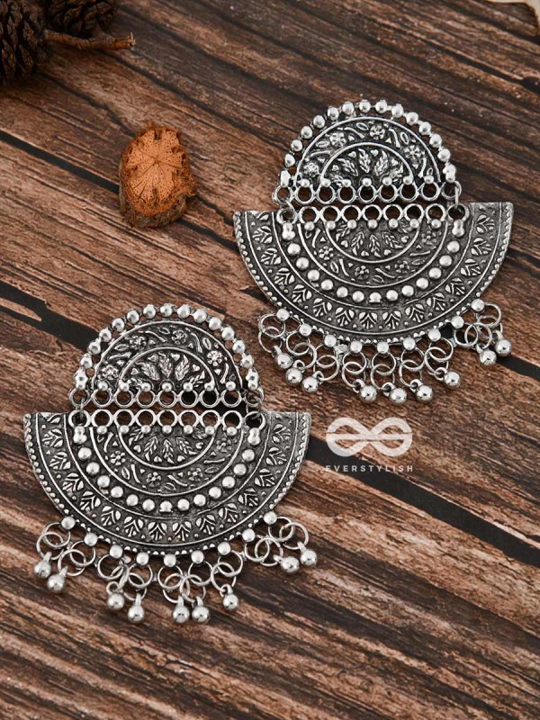 The Intricate Moon Artwork - Oxidised Boho Earrings
