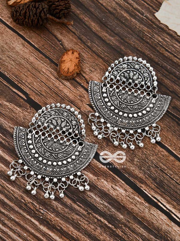 The Intricate Moon Artwork - Oxidised Boho Earrings