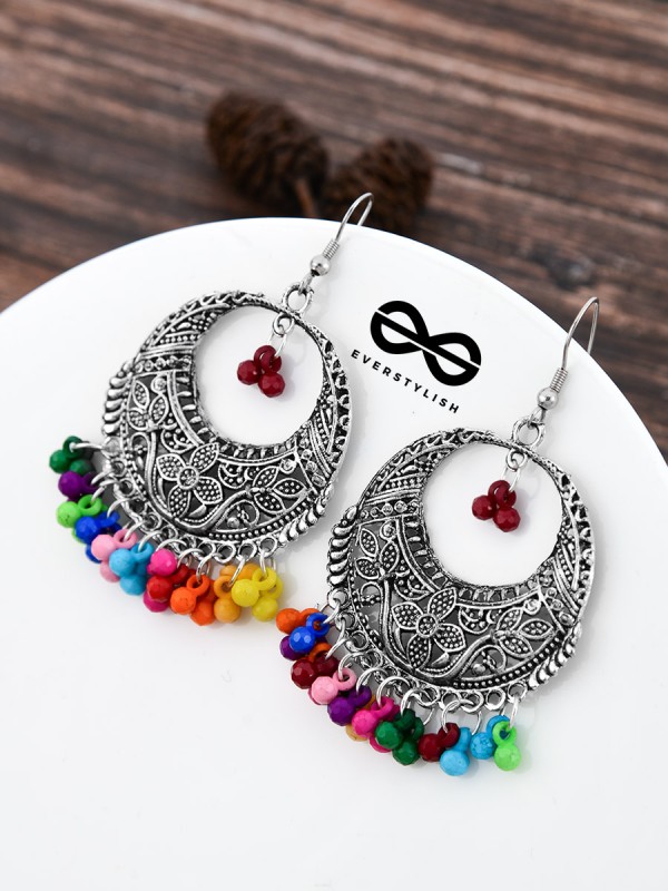 The Nature Motifs (Multicolour) - Oxidised Boho Earrings
