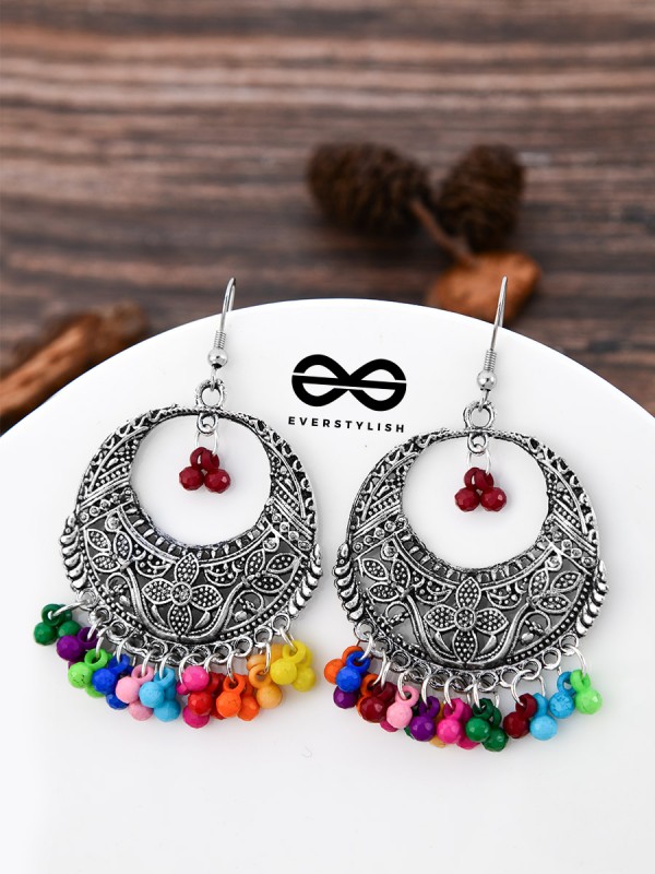 The Nature Motifs (Multicolour) - Oxidised Boho Earrings