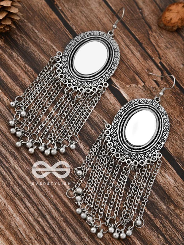 The Vintage Chain Danglers - Oxidised Boho Earrings