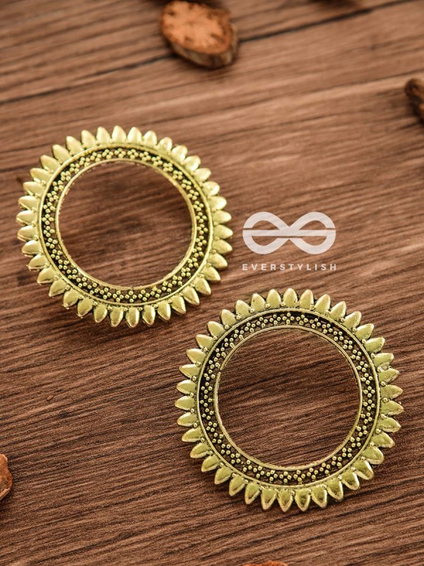 The Bohemian Sun - Oxidised Boho Earrings (Golden)