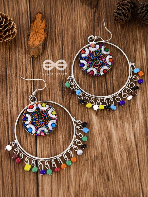 Colour Me Crazy - Oxidised Boho Earrings - Silver