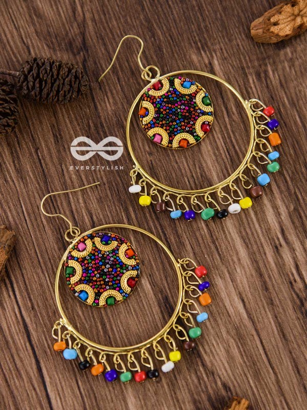 Colour Me Crazy - Oxidised Boho Earrings - Golden