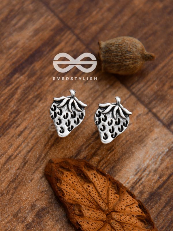 The Little Intricate Strawberries Studs - Tiny Trinket Earrings