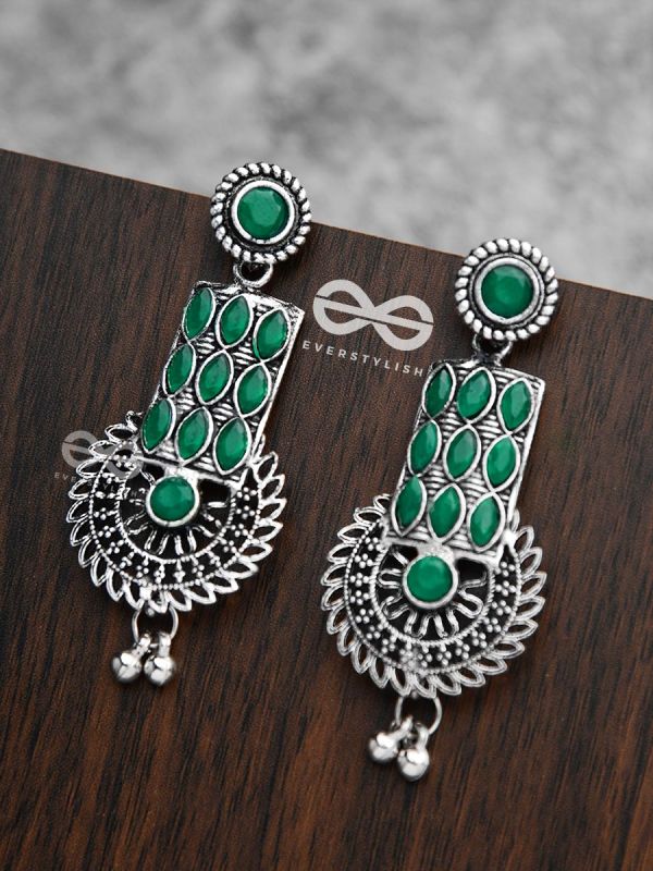 The Studded Artistry - Emerald Green - The Embellished Oxidised Collection