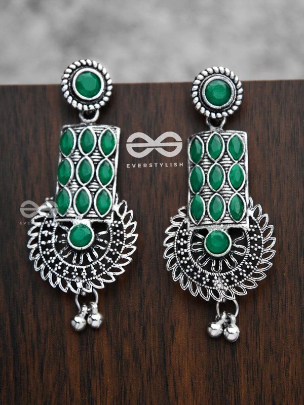 The Studded Artistry - Emerald Green - The Embellished Oxidised Collection