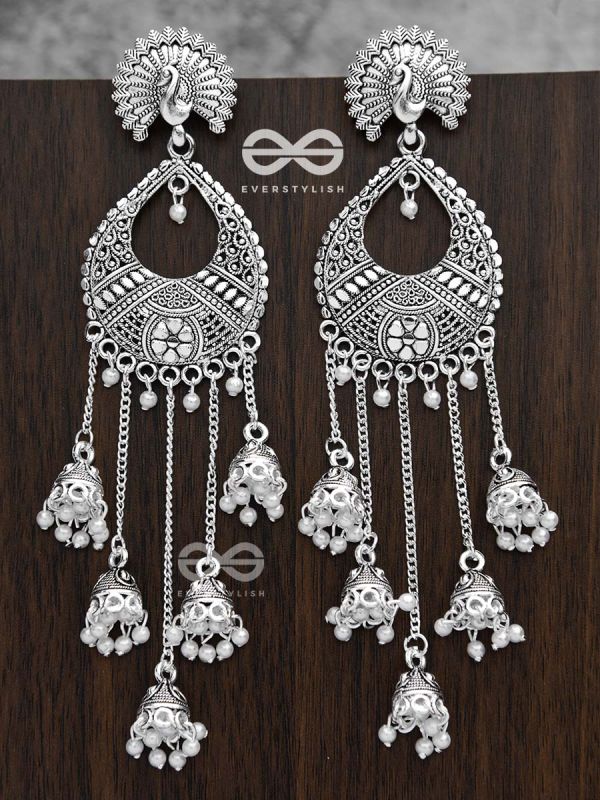 The Bohemian Peacock Artwork - Five Jhumki Earrings