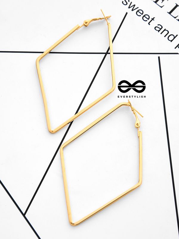 The Scintillating Slanting Hoops (Golden) - Casual Daily-Wear Earrings