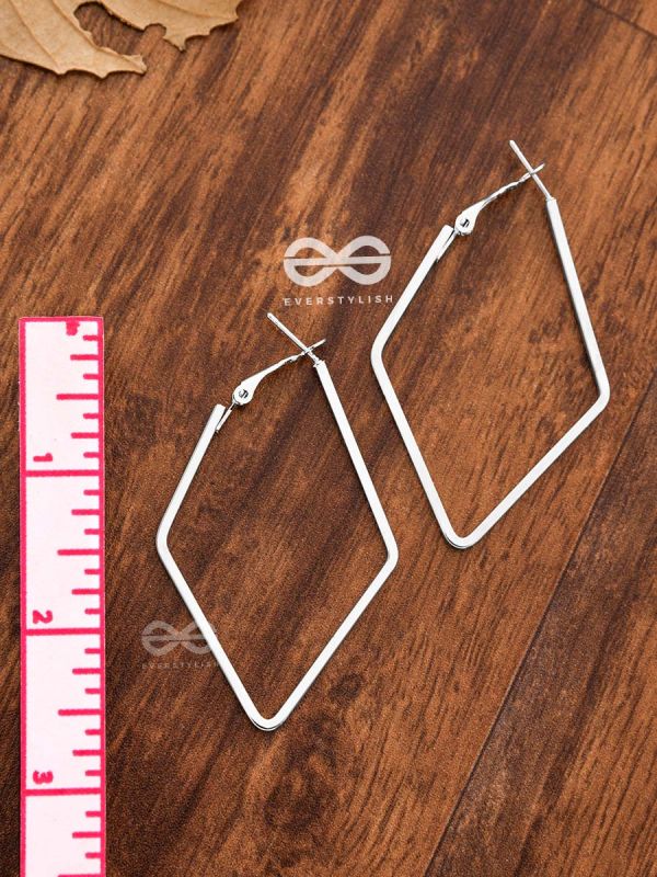 The Scintillating Slanting Hoops (Silver) - Casual Daily-Wear Earrings