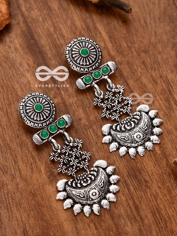 A Bohemian Statement (Emerald Green) - Embellished Oxidised Earrings