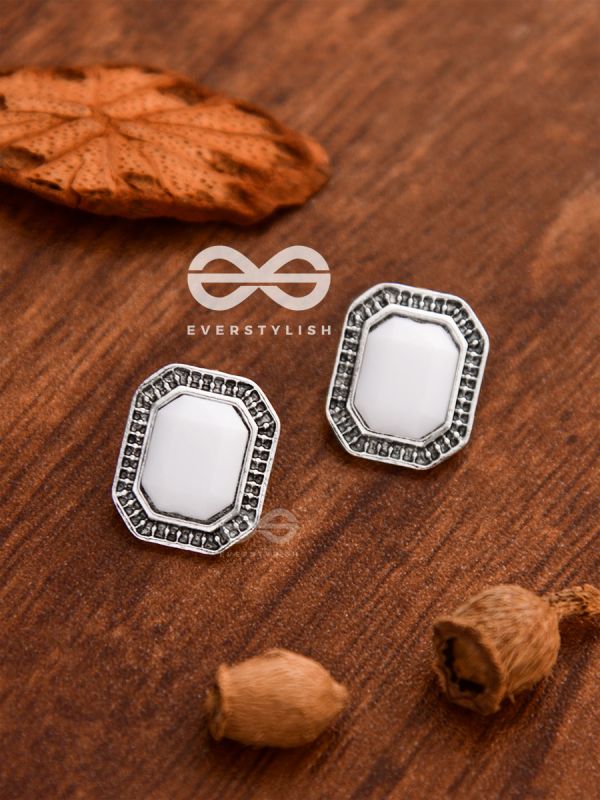 The Little White Button Studs - Tiny Trinket Earrings
