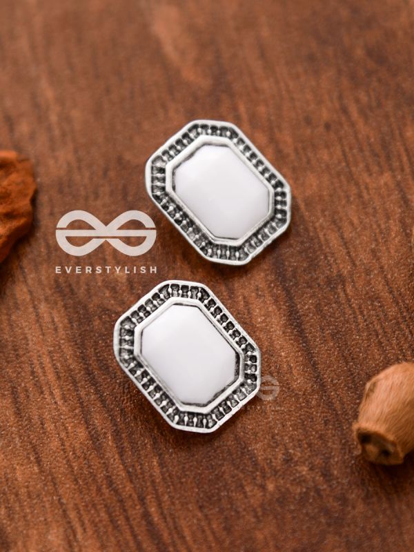 The Little White Button Studs - Tiny Trinket Earrings