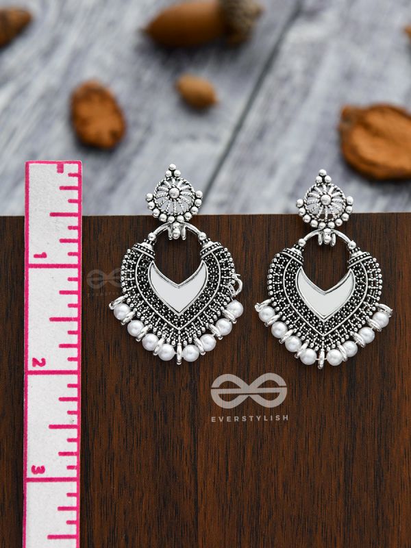 The Bohemian  Mirror Arwork - Statement Oxidised Earrings