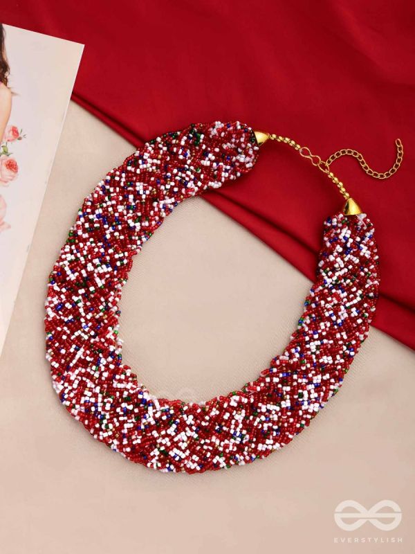 The Beauteous Braided Criss-Cross Beaded Necklace (Multicoloured)