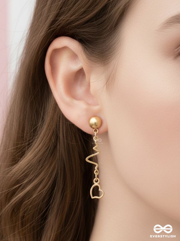 The Beating Hearts - Golden Statement Dangler Earrings