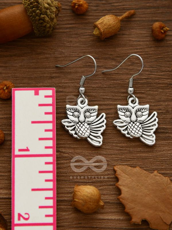 The Funky Flying Owl Danglers - Tiny Trinket Earrings