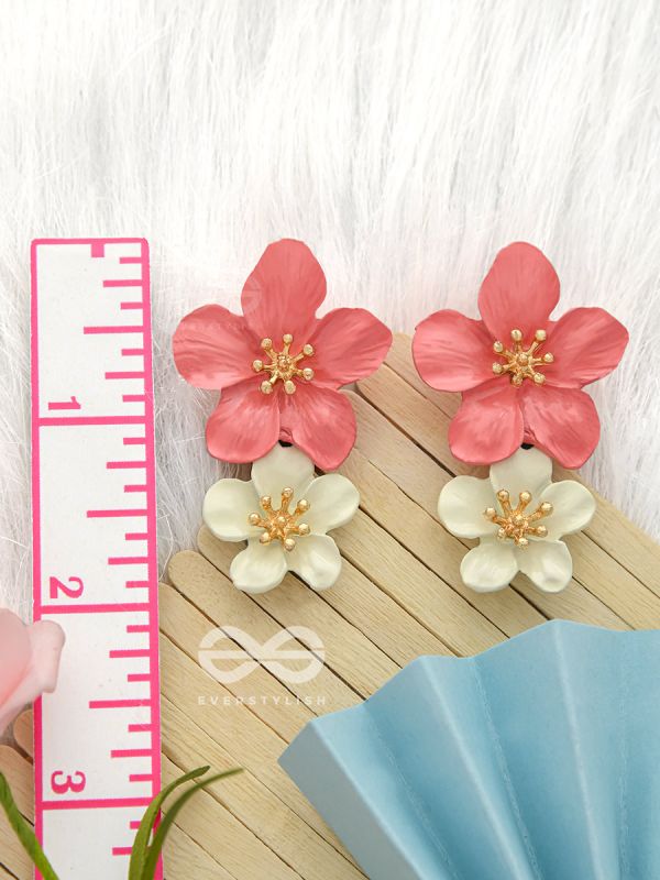 Paired Periwinkles- Statement Acrylic Earrings (Fuscia Pink)