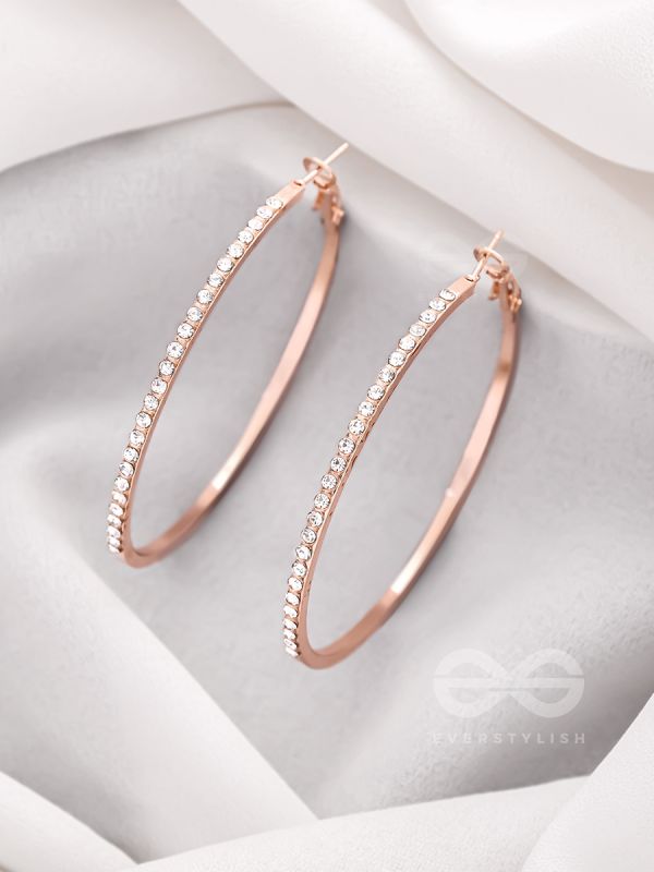 The Ring of Light- Rose Gold Rhinestones Hoop Earrings