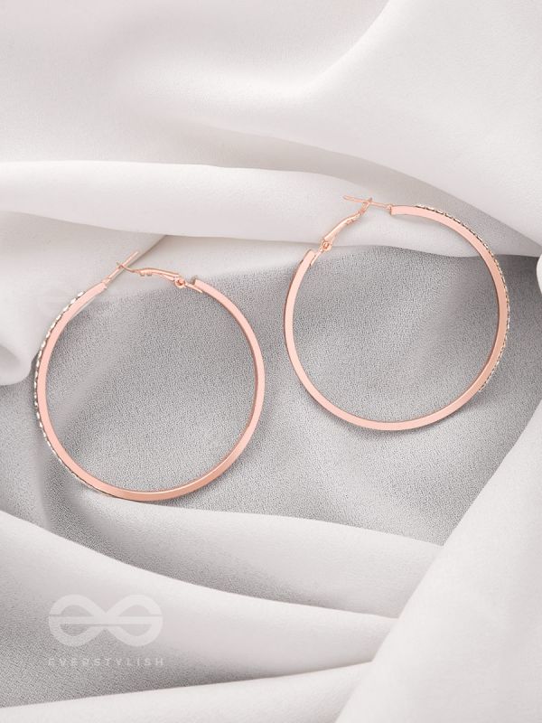 The Ring of Light- Rose Gold Rhinestones Hoop Earrings