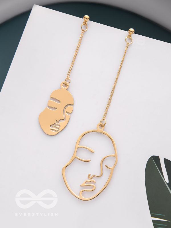 Face to Face- Ornate Golden Earrings