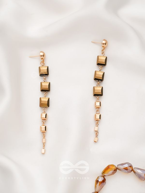 The Party Piece- Golden Embellished Earrings