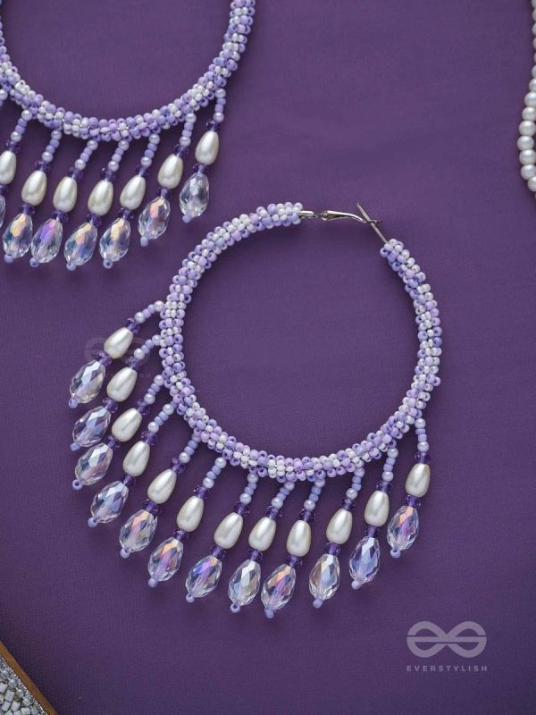 Paridhaav- The Circular Stream- Pearls and Glass Beads Embroidered Hoop Earrings