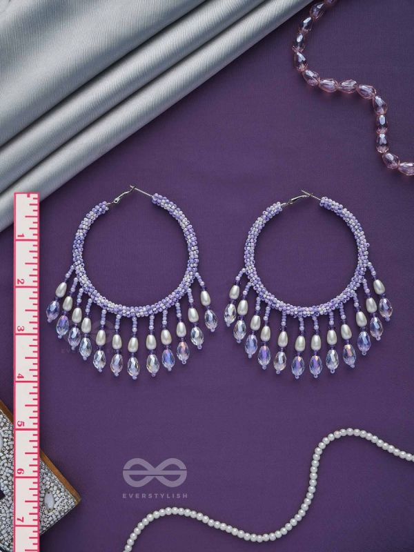 Paridhaav- The Circular Stream- Pearls and Glass Beads Embroidered Hoop Earrings