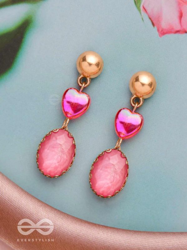 The Blushing Heart- Golden Embellished Earrings
