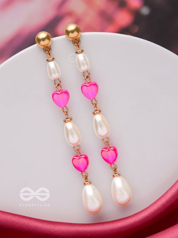 The Love Language- Golden & Pink Pearl Earrings