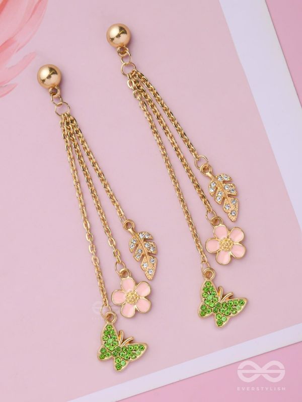 The Spring Butterfly- Golden Enamelled CZ Earrings 