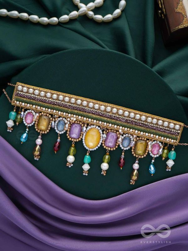 Shikhina- The Bright Lamps- Stones, Sequins & Beads Embroidered Choker Necklace