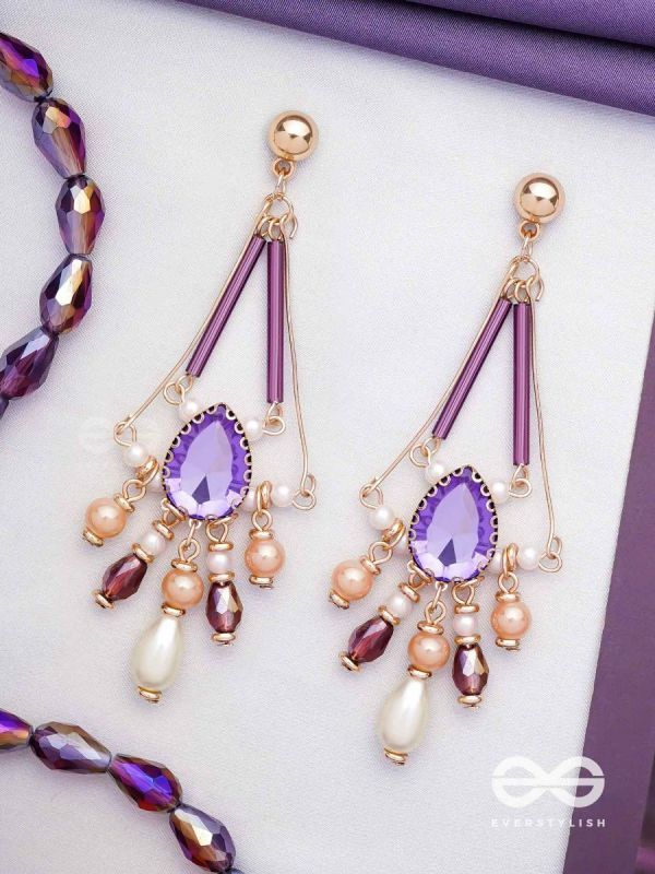 THE PASSIONATE PURPLE - EMBELLISHED DROP EARRINGS 