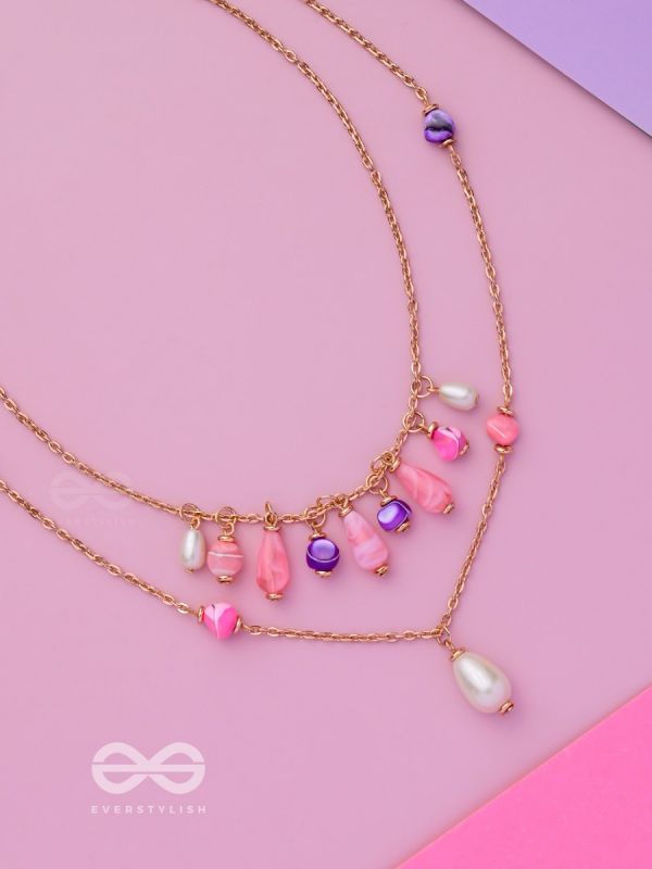 Whimsy Wonderland Waves - Cute Multilayered Neckpiece With Anti-Tarnish Coating 