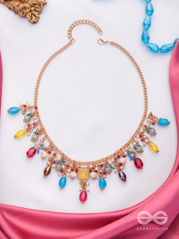 Mushita - The Ravishing Charisma - Golden Embellished Multicolor Neckpiece With Anti-Tarnish Coating 
