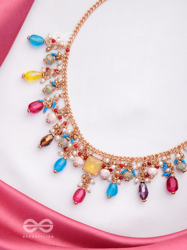 Mushita - The Ravishing Charisma - Golden Embellished Multicolor Neckpiece With Anti-Tarnish Coating 