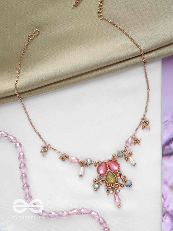 The Droplets Of Glamour - Golden Embellished Neckpiece With Anti-Tarnish Coating