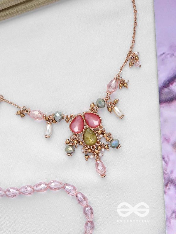 The Droplets Of Glamour - Golden Embellished Neckpiece With Anti-Tarnish Coating