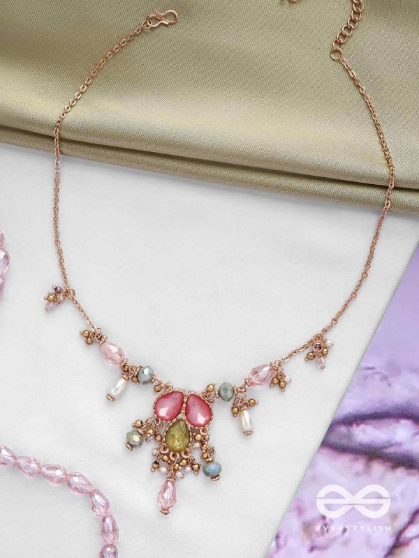 The Droplets Of Glamour - Golden Embellished Neckpiece With Anti-Tarnish Coating