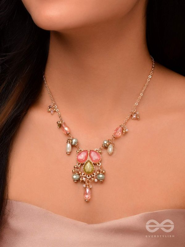 The Droplets Of Glamour - Golden Embellished Neckpiece With Anti-Tarnish Coating