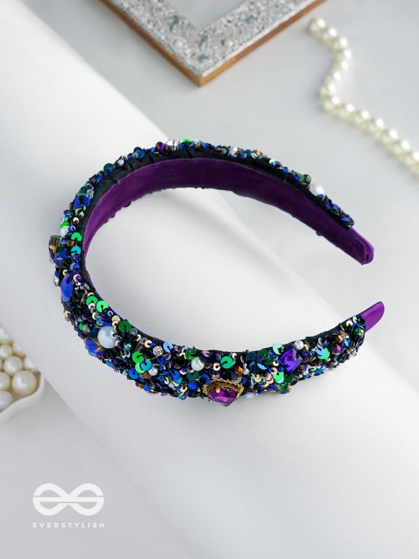 HIRAK - THE RADIANT SPLENDOR -CRYSTAL STONES, SEQUINS AND PEARLS MULTICOLOR EMBROIDERED HAIRBAND