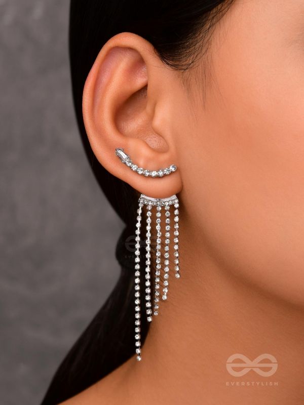 STUDDED-DE-LUXE - SILVER SPARKLING EAR JACKETS
