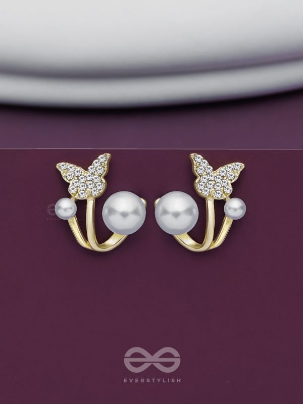 BLOOM-TASTIC BUTTERFLIES - GOLDEN PEARL STUDS