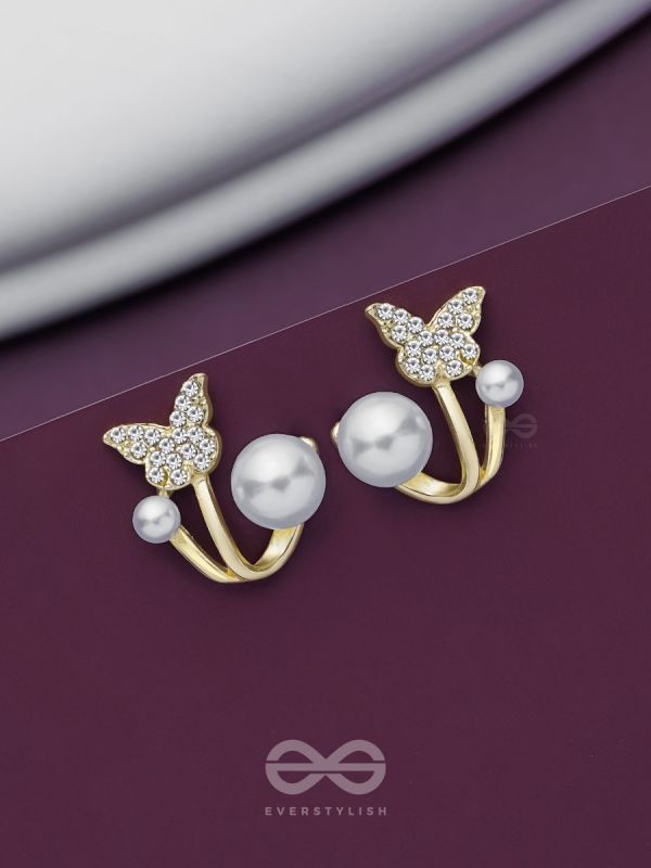 BLOOM-TASTIC BUTTERFLIES - GOLDEN PEARL STUDS