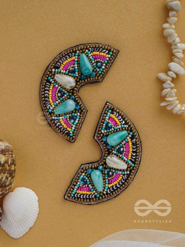 PARIDYUDHI - THE OCEAN WHISPERS - SEQUINS, BEADS, AND MARBLE DROP EMBROIDERED EARRINGS (MULTICOLOR)