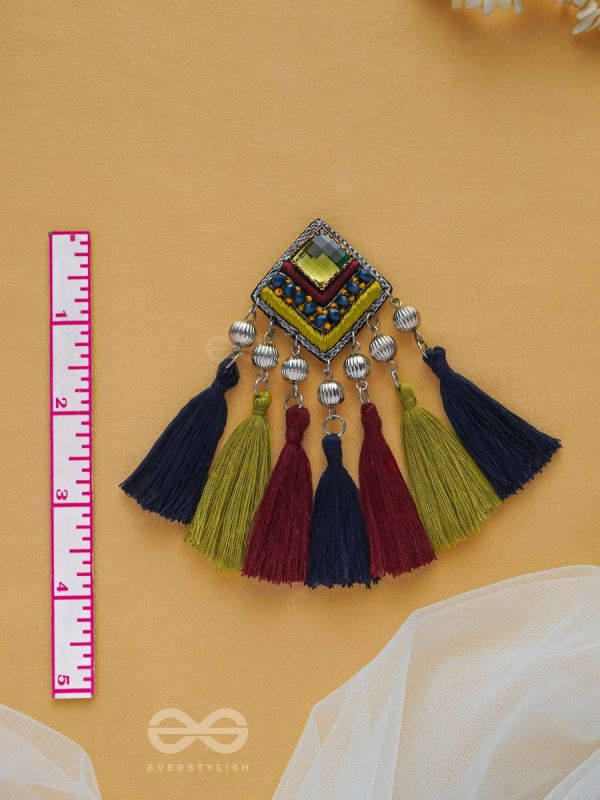 Abhipreta - The Cherished Glow - Stone, Beads And Resham Hand Embroidered Earrings