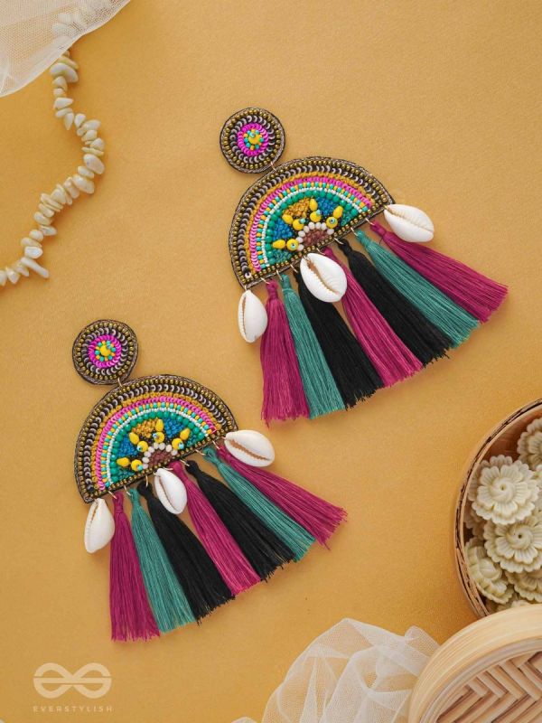VILASITA - THE ENCHANTING SPLENDOR - BEADS, SEQUINS AND SHELLS EMBROIDERED EARRINGS