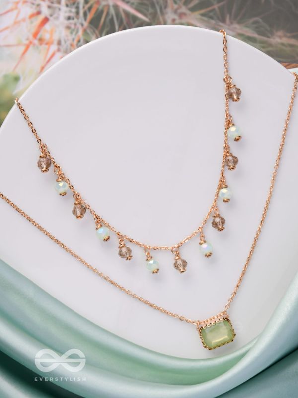 Jade Dream Drapes - Statement Multilayered Neckpiece With Anti-Tarnish Coating 