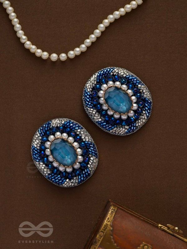 Indradhya - The Celestial Cascade - Stone, Beads, Sequins And Cutdana Hand Embroidered Earrings
