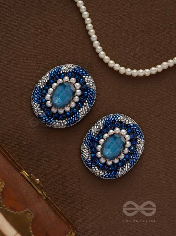 Indradhya - The Celestial Cascade - Stone, Beads, Sequins And Cutdana Hand Embroidered Earrings